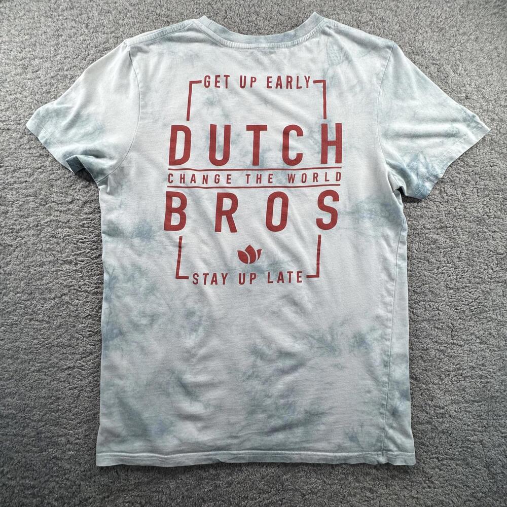 Dutch Bros Coffee Women's Tie-Dye T-Shirt with Red Logo Size Medium SEE PICS - Picture 9 of 11